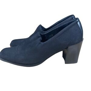 Donald Pliner Black Block Heel Shoes Women's 7.5 N Comfortable Made in Spain‎